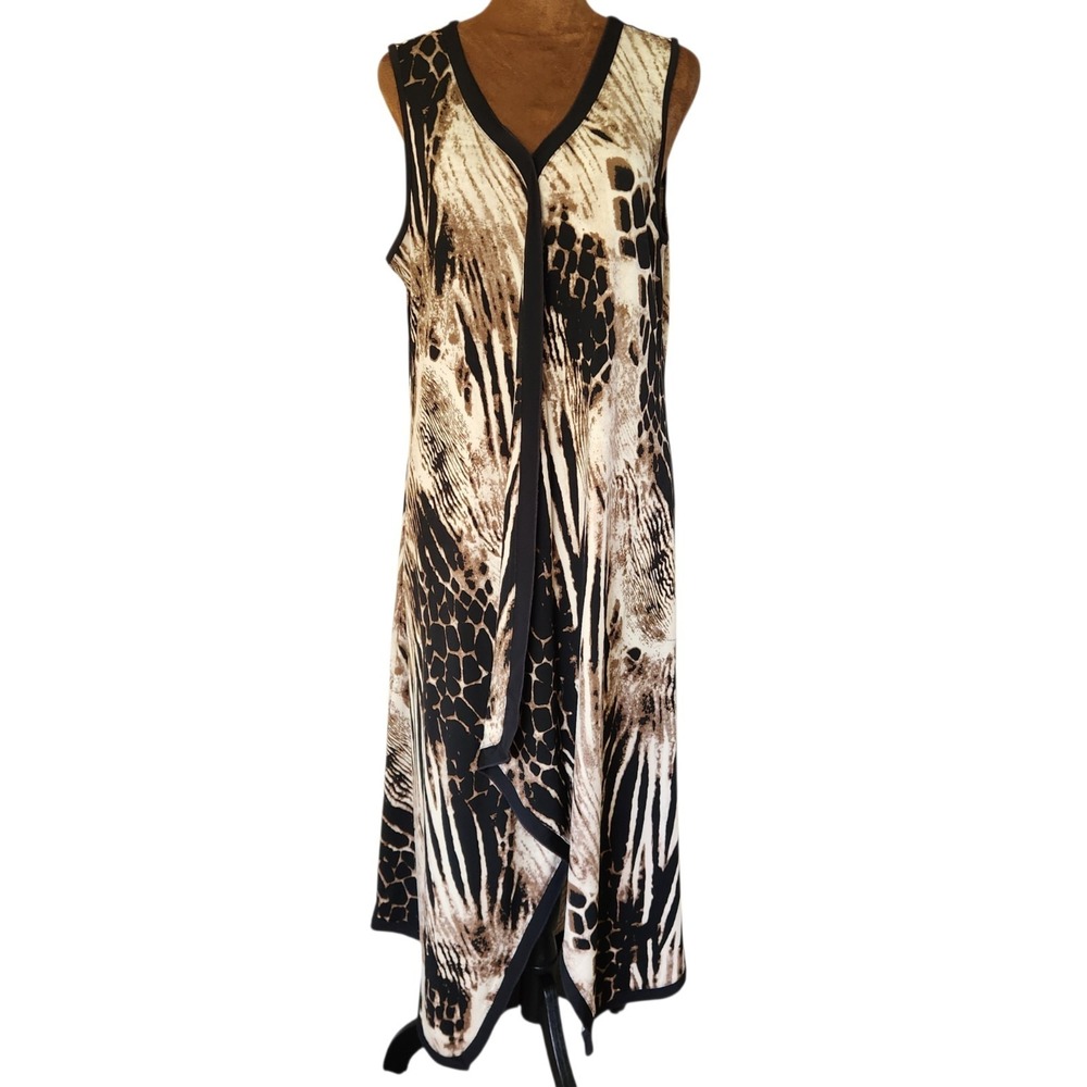 SOFT SURROUNDINGS Dress Animal Print Stretchy Midi Dress Size M Summer
